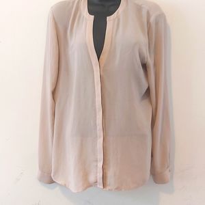 Theory Blush Long Sleeve Relaxed Blouse